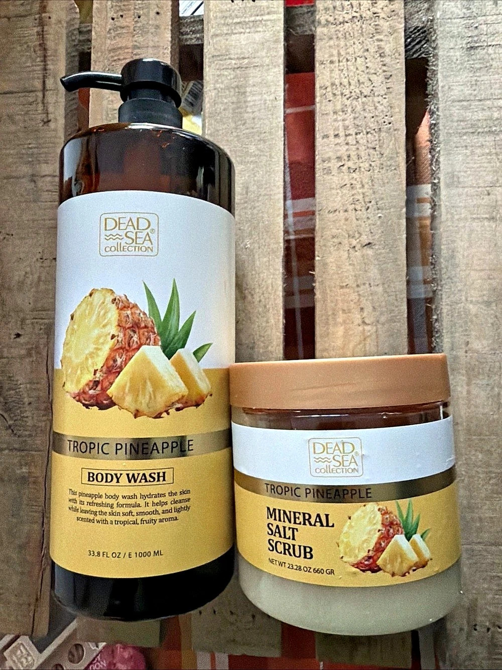 Dead Sea Collection Tropic Pineapple Body Wash and Mineral Salt Scrub Tropic